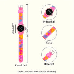 LED Electronic Wristwatch for Women Pink Digital Display Character Gift