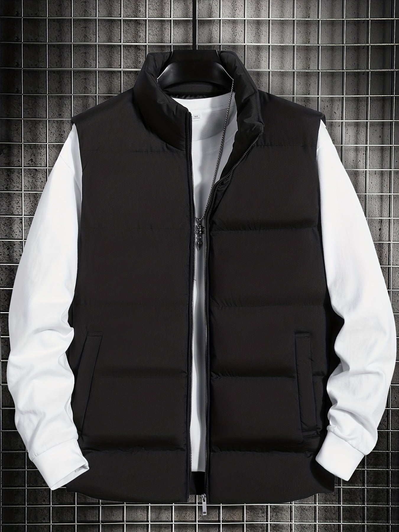 Men's Stand Collar Zip Up Vest for Fall Winter