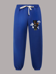 Boy & Cross Pattern Joggers Men s Casual Stretch Waist Drawstring Sports Pants