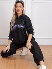 Y2K Outfits Set Women's Plus Letter Print Hoodie & Joggers