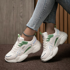 Women's Faux Leather Heighten Chunky Sneakers Casual Running Shoes