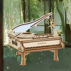 Little Girl Dancing Piano Music Box Wooden Assembly Model DIY Kit
