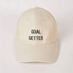 Goal Getter Embroidery Baseball Cap Beige Unisex Sun Hats Lightweight