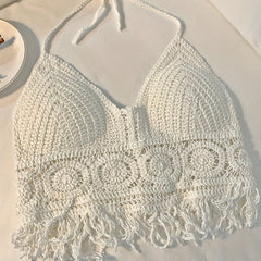 Tassels Crochet Halter Top for Vacation Beach