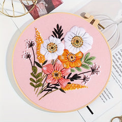 Floral Embroidery Kit With Hoop Beginner Practice Set