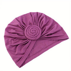 Pleated Turban Cap Solid Braided Twist Bonnet Head Wrap