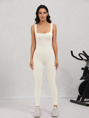 Women's Ribbed Tank Bodysuit Sleeveless Yoga Jumpsuit