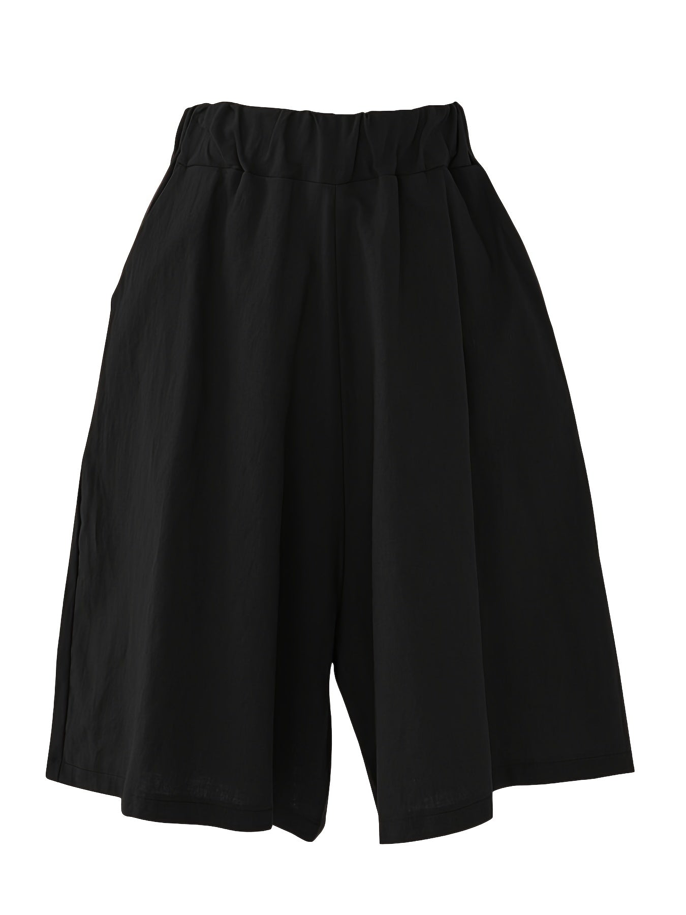 Solid Elastic Waist Shorts for Women