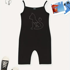 Toddler Girls Cat & Letter Cami Romper Jumpsuit