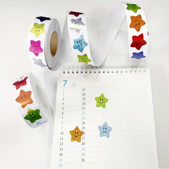 500pcs Rainbow Laser Star Stickers Roll Thank You Commercial Decoration