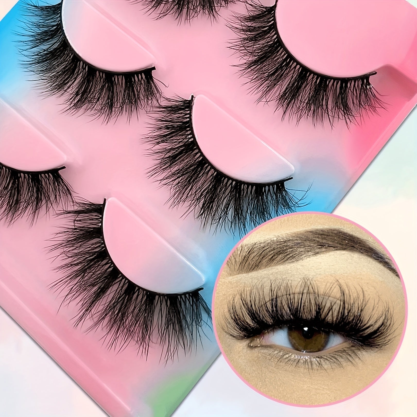 3D Mink Lashes 100 Cruelty Reusable & Natural 3 Pairs