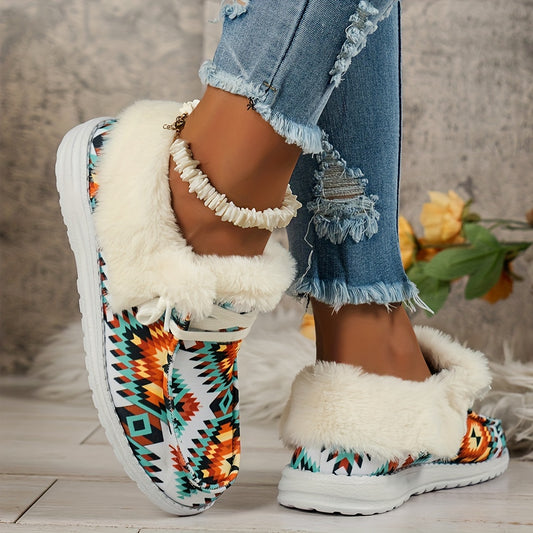 Women's Geometric Print Non-slip Sneakers Lightweight Warm Sport Shoes