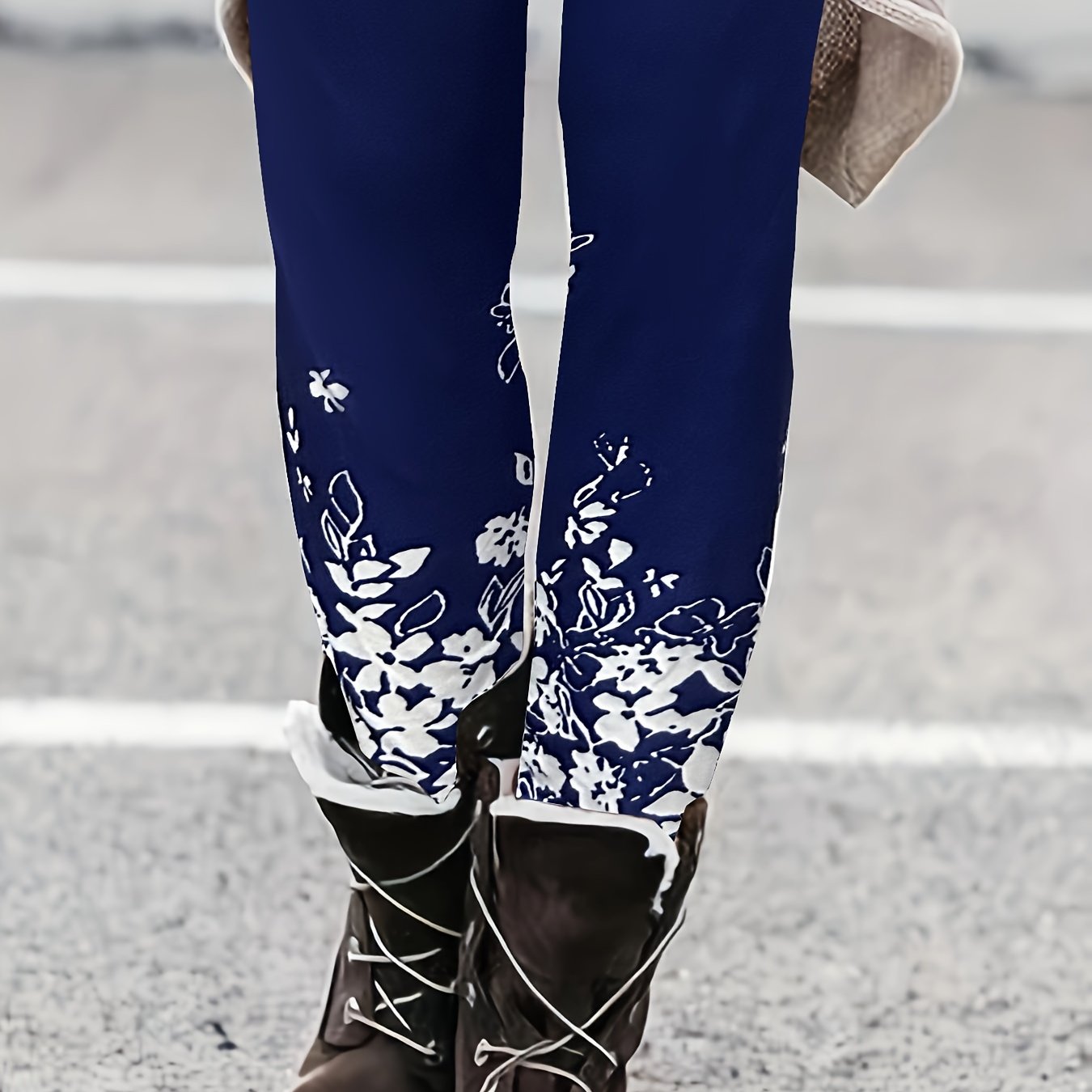 Women's Plus Floral Print High Rise Yoga Leggings