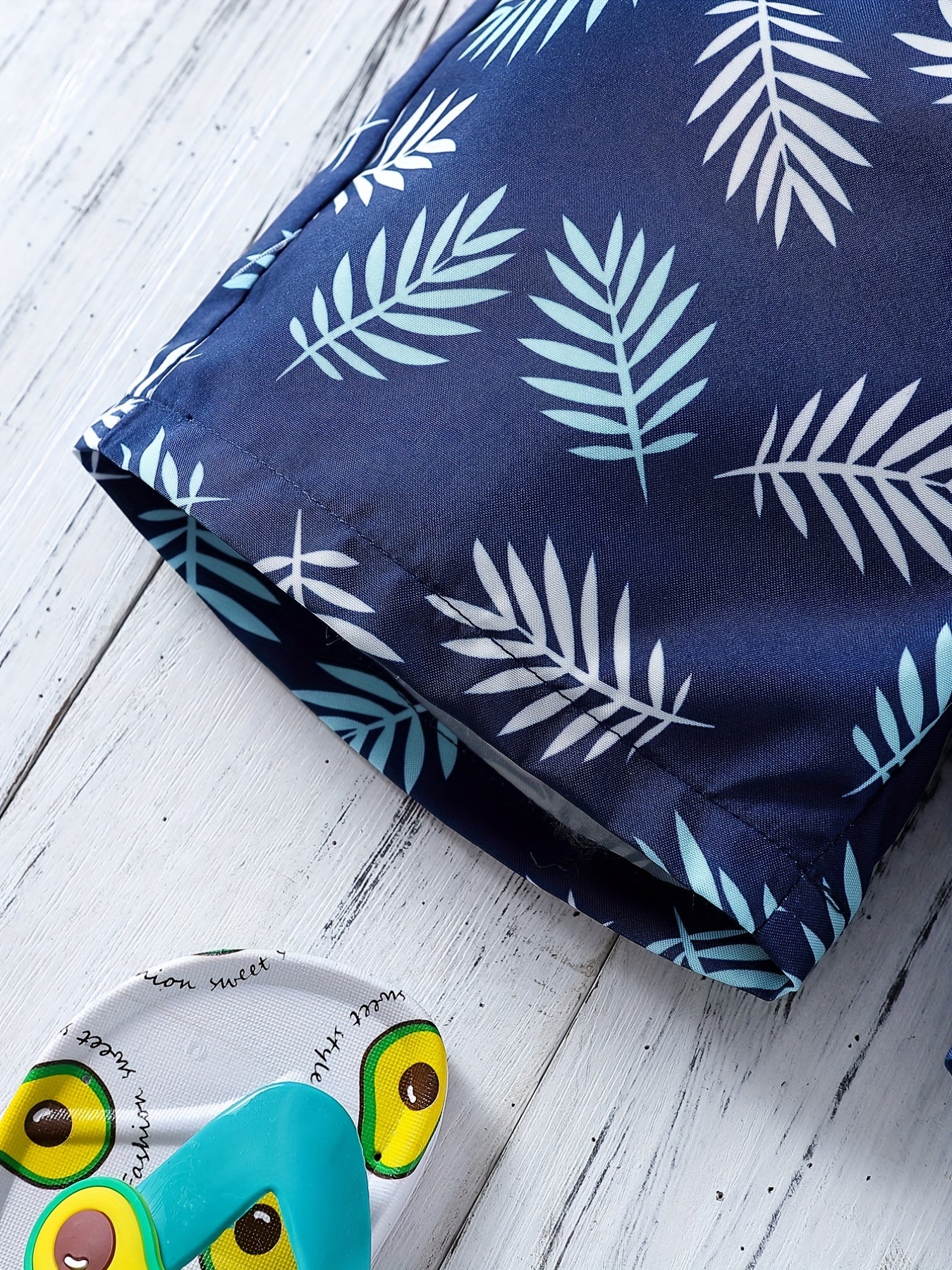 Boys Leaf Print Shorts for Vacation Beach Kids Summer Clothes