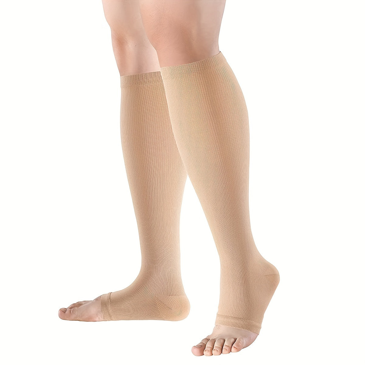 3 Pairs Knee Peep toe Socks Anti Slip Compression