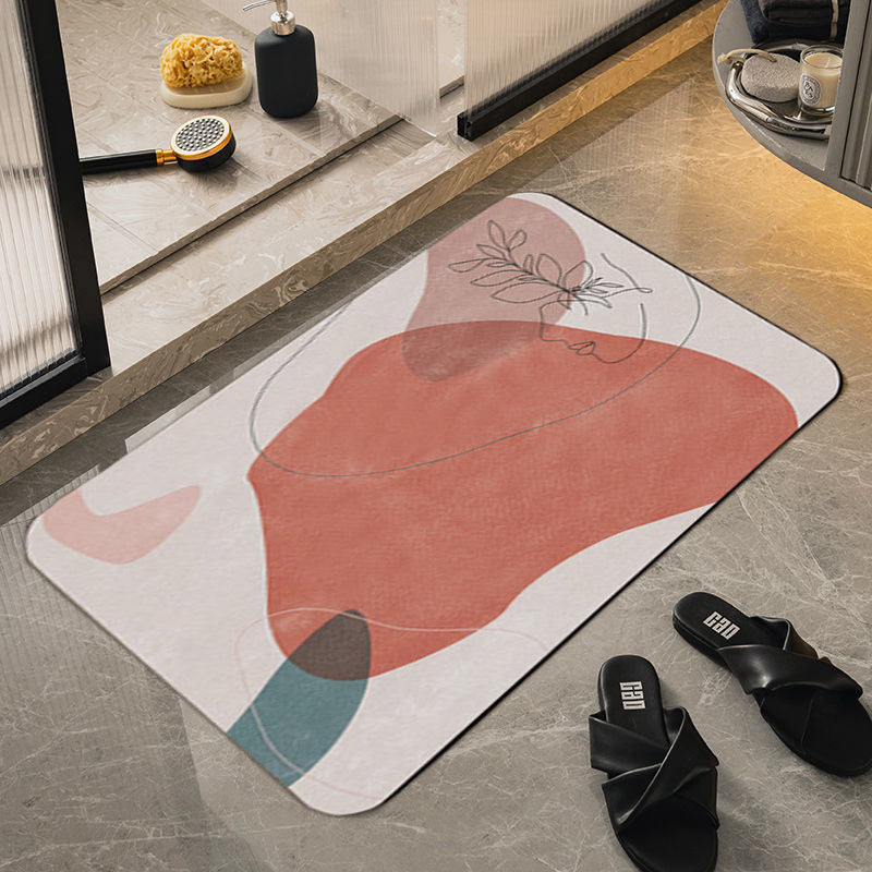 Gray Bath Mat Rug Quick Dry Rubber Backed Dirt Resistant Bathroom Rug Mat