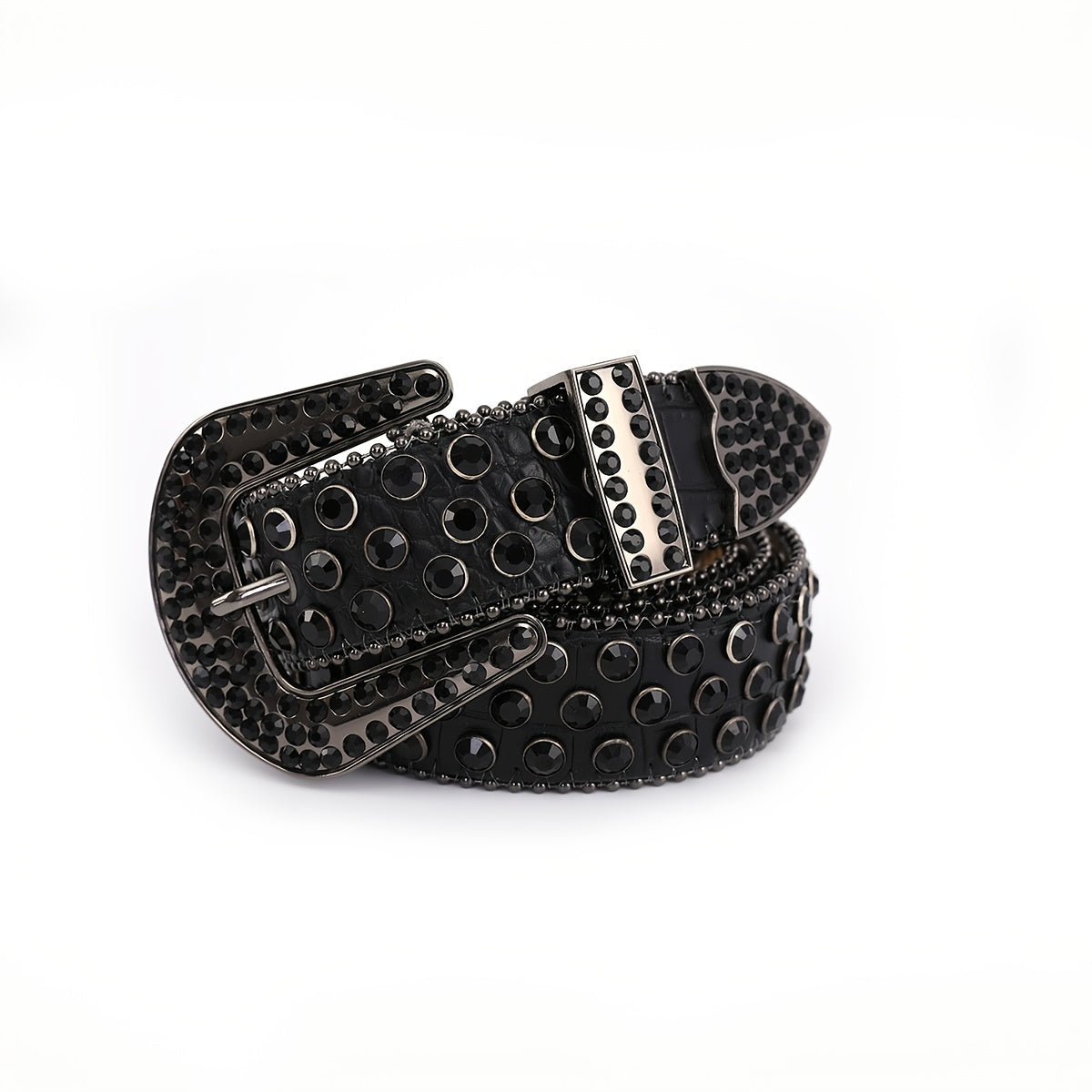 Rhinestone Inlaid PU Belt Western Cowgirl Belts Studded