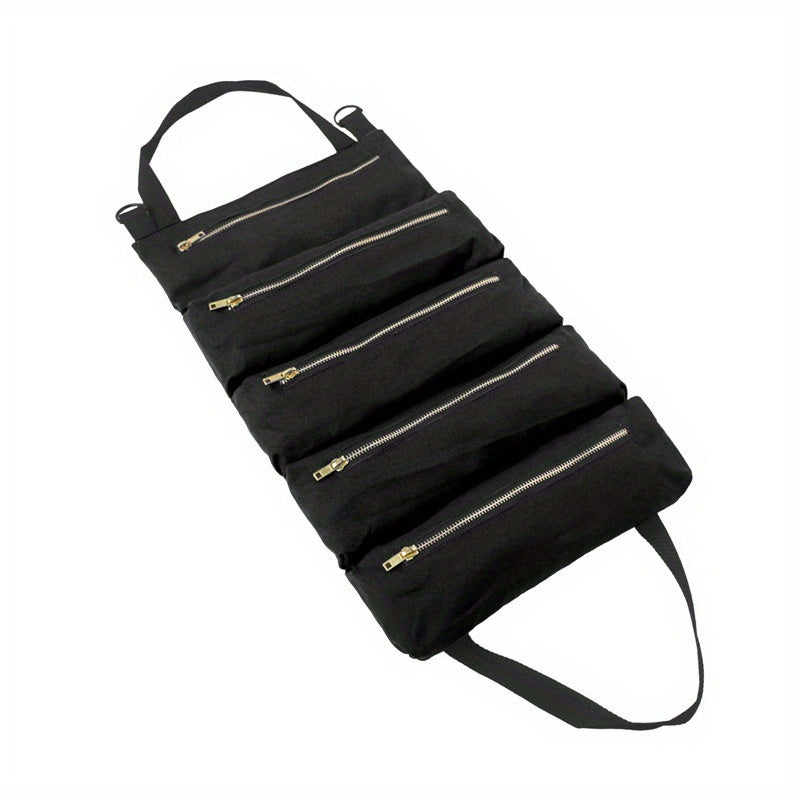 Canvas Tool Roll Up Bag with Zipper Tote