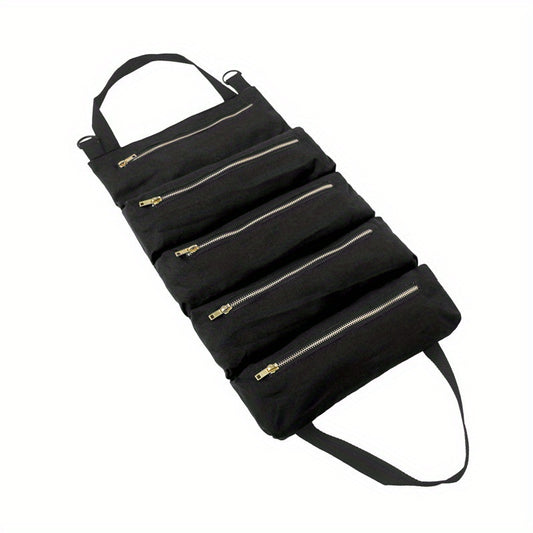 Canvas Tool Roll Up Bag with Zipper Tote