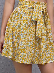 Floral Print Tie Waist Skirt for Spring & Summer