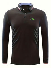 Monster Hand Print Men's Casual Long Sleeve Polo Shirt
