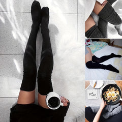 Knit Cable Over Knee Socks - Warm & Stylish Winter High Stockings