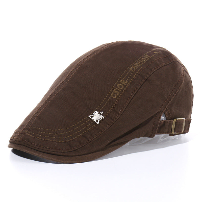 Men's Skull Iron Mark Embroidery Letter Beret Outdoor Travel Duck Tongue Hat