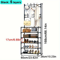 Shoe Storage Rack With Clothes Shelf Vertical Hanging Clothes Stand