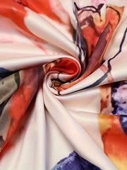 Random Print Nipped Waist Bell Sleeve Maxi Dress