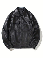 Men's Lapel Faux Leather Jacket Spring Fall