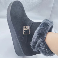 Women's Winter Faux Fur Ankle Boots Round Toe Side Zipper Short Boots