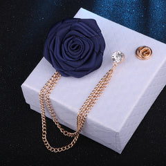 Men's Wedding Groom Rose Chain Brooch