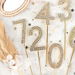 10pcs Number Shaped Cake Plug In Birthday Decoration Rhinestone Cake Accessories