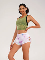 Tie Dye High Waist Yoga Shorts for Women Moisture Wicking Activewear