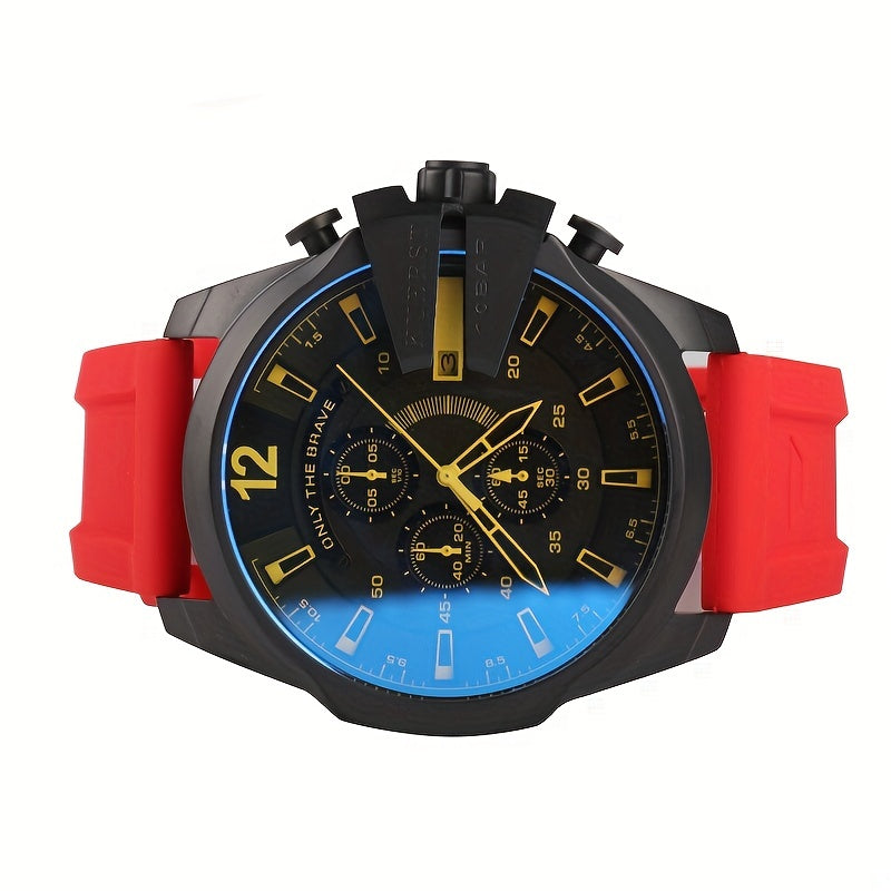 KUERST Large Dial Quartz Watch with Calendar and Soft Strap