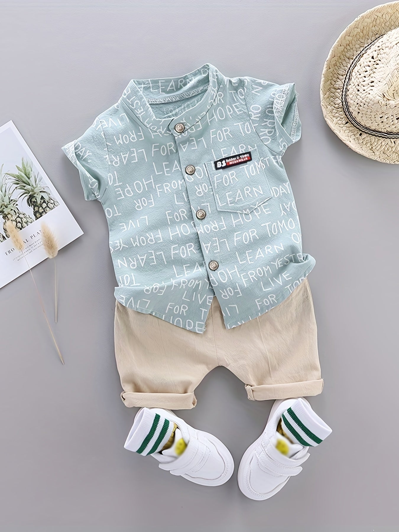 2pcs Baby Boys Dinosaur Print Shirt Top & Shorts Set Toddler Summer Clothes