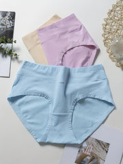 3 Pack Plus Size High Rise Panties Set Solid Color Medium Stretch