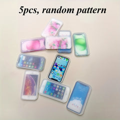 5pcs Dollhouse Mini Smart Phones 1:12 Scale Realistic Mobile Phone Model