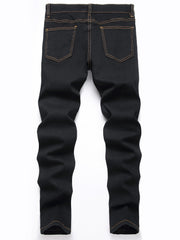 Boys Ghost Face Ripped Jeans Slim Fit Washed Denim Pants