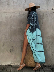 Tie Dye Plus Size Boho Cover Up Dress with Belt