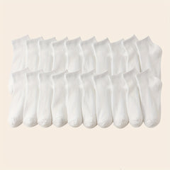20 Pairs Solid Sports Socks - Women's Comfy & Breathable Stockings