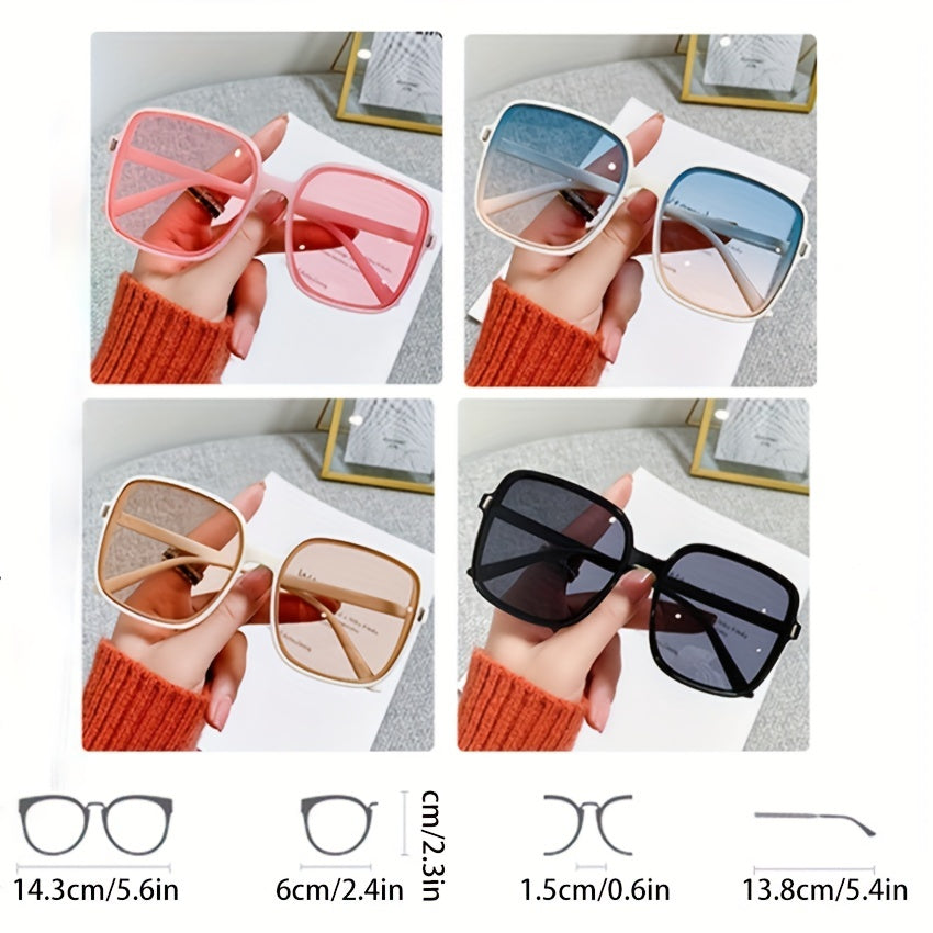 Oversized Ombre Lens Sunglasses Men Women Block Square Frame Glasses UV400