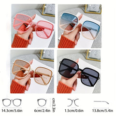 Oversized Ombre Lens Sunglasses Men Women Block Square Frame Glasses UV400