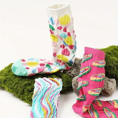 3 Pairs Colorblock Crew Socks Novelty & Funny Mid Tube Socks