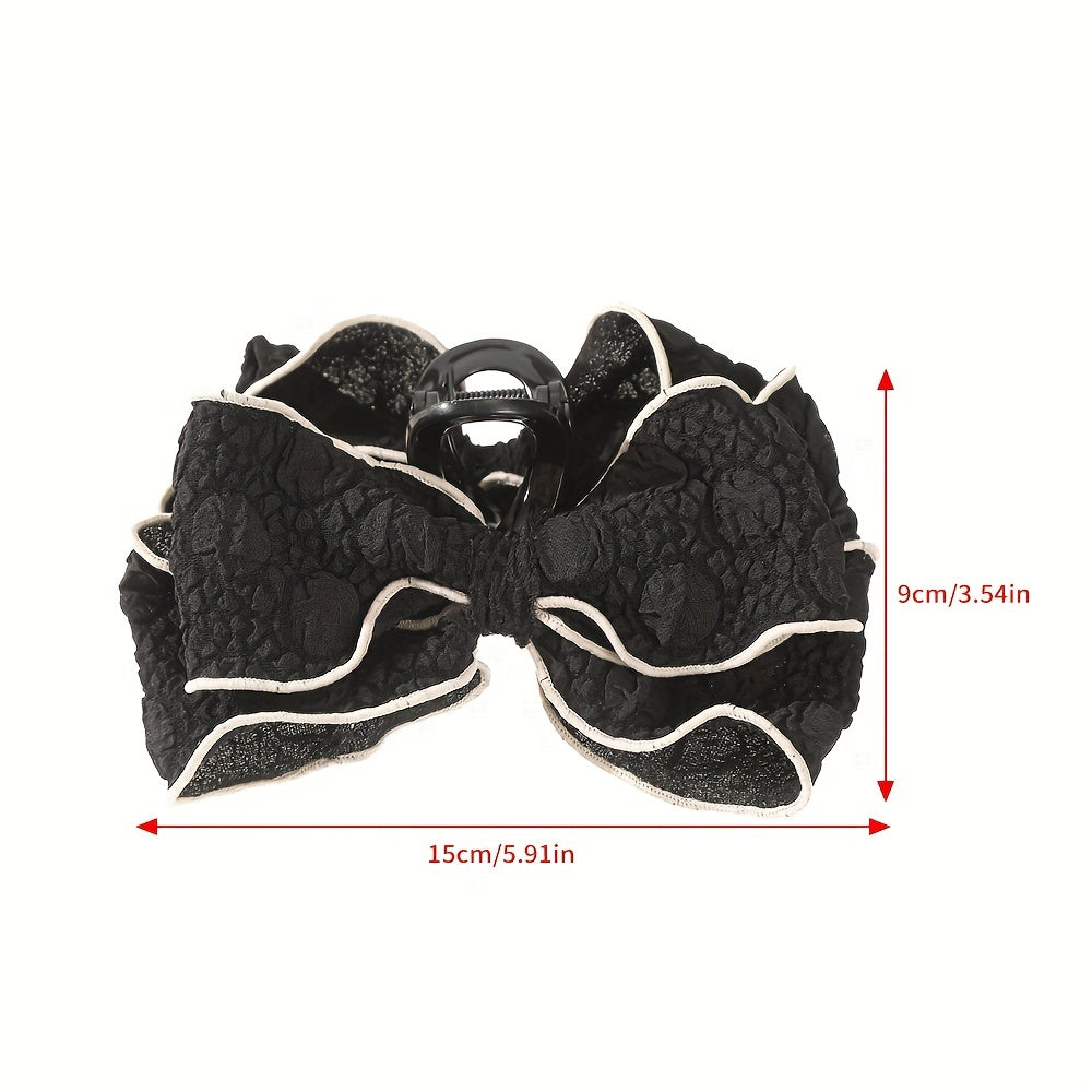 Sweet Bow Hair Claw Contrast Trim Bowknot Hair Clip Ponytail Holder
