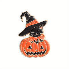 Funny Cat Pumpkin Enamel Brooch for Boys - Cute Halloween Accessory