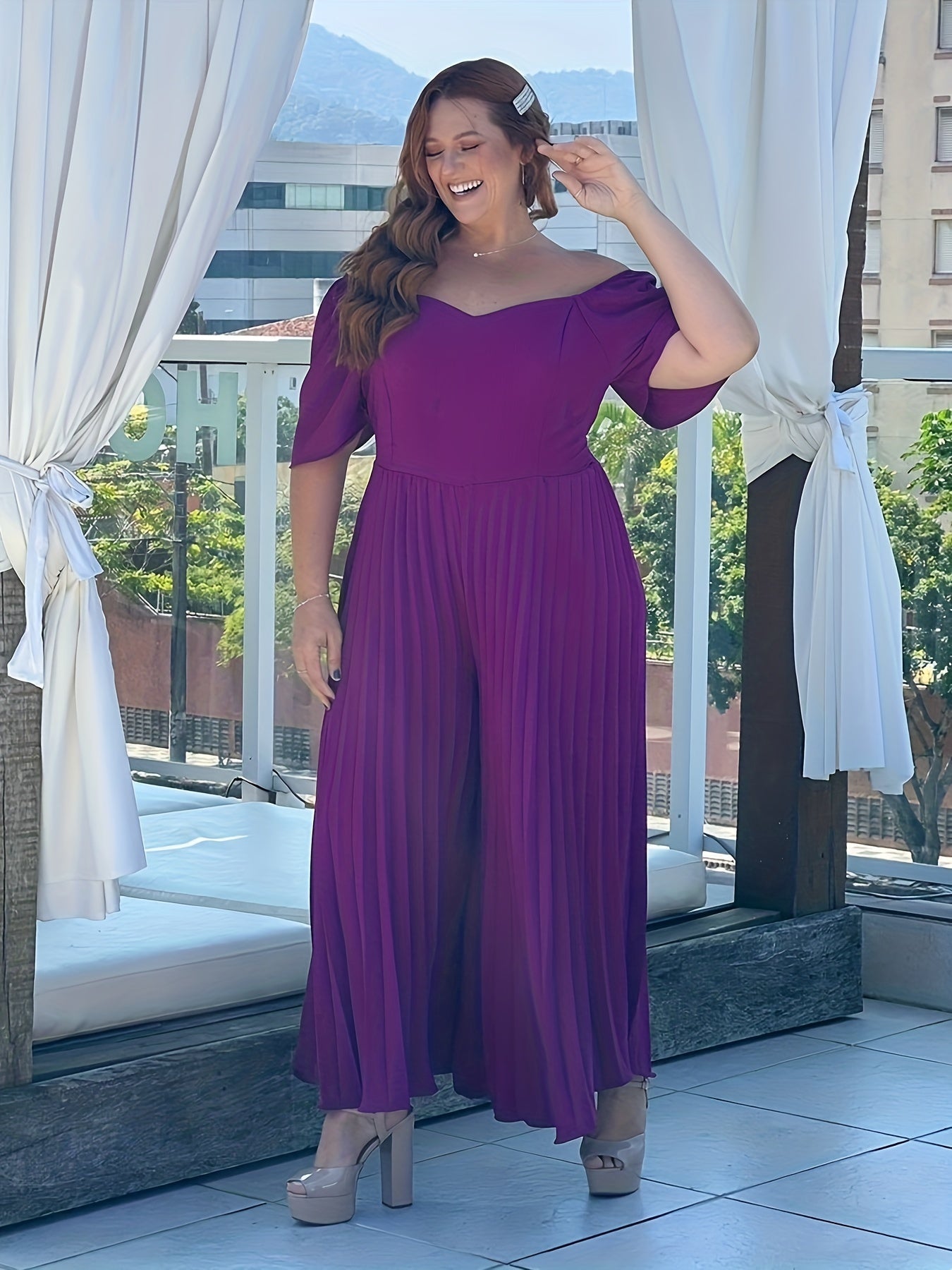 Off Shoulder Wide Leg Jumpsuit
