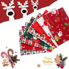 8pcs Christmas Quilting Cotton Craft Fabric Pre Cut Squares Sheets