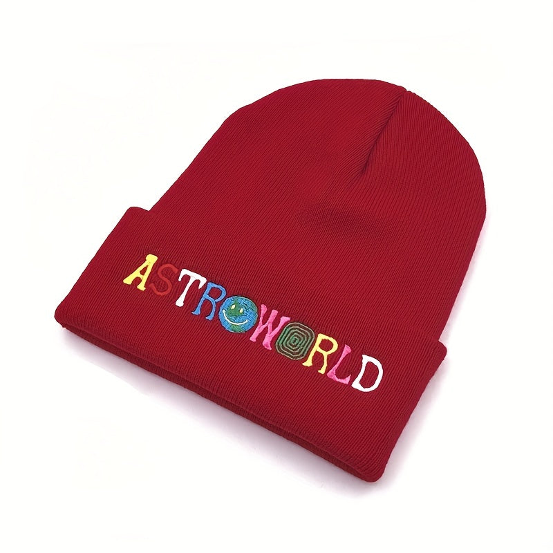 Men's Letter Embroidery Knitted Cap Warm Hat