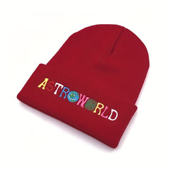 Men's Letter Embroidery Knitted Cap Warm Hat